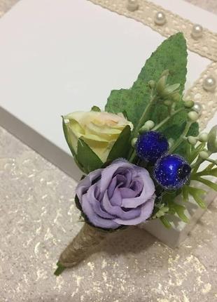 Весільна бутоньєрка з квітами,бутоньєрка для нареченої і нареченого,бутоньєрка брошка з квітами4 фото
