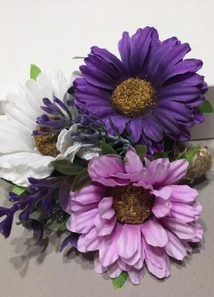 Брошка з квітами,брошка фіолетового кольору,ошатна брошка на одяг3 фото
