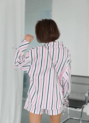 Летний женский костюм oversize из натурального коттона.9 фото