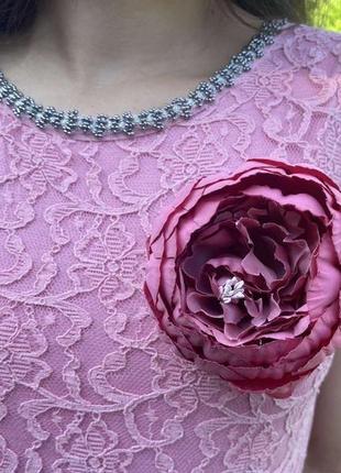 Брошь цветок, крупная брошь цветок, розовая брошь,красивое украшение на одежду2 фото