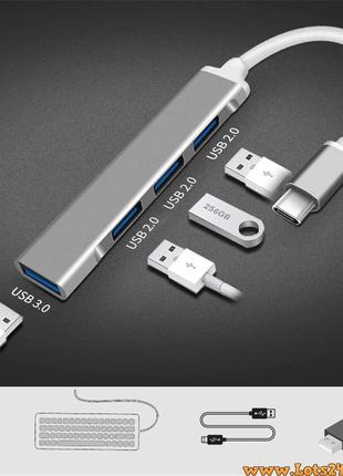 Usb хаб transline 4 порта usb3.0 usb2.0 otg переходник с usb type c папа на usb 3.0 мама адаптер конвертер