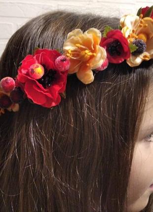 Ободок з маками,обруч з квітами,ободок в українському стилі4 фото