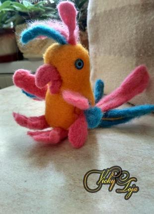 Веселый цветастый попугай (валяные мягкие игрушки из английской шерсти)4 фото