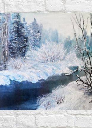 Зимовий пейзаж 35х45см, зима в живопису, природа взимку, рябкова людмила8 фото