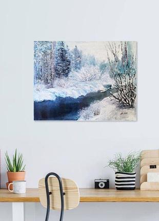 Зимовий пейзаж 35х45см, зима в живопису, природа взимку, рябкова людмила2 фото
