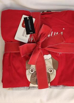 Піжама жіноча бавовняна peacocks з принтом «bah hum pug»