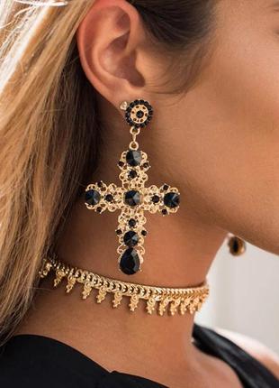 Серьги кресты массивные