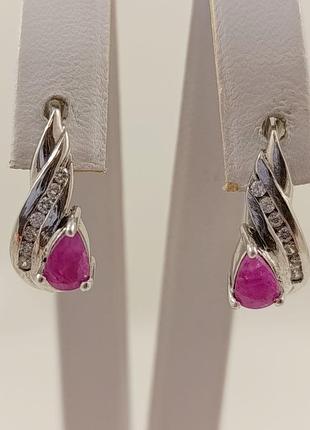 Сережки срібні з рубіном fm105-ру