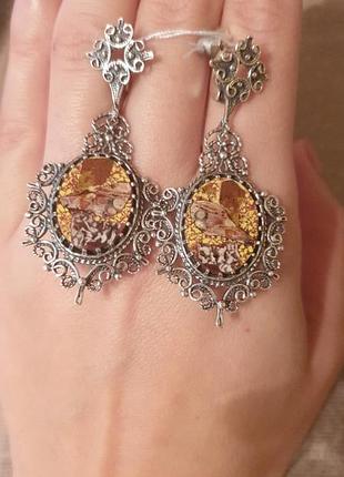 Срібний комплект з яшмою, мозаїка, 925, срібло