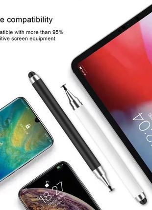 Універсальний стілус 2в1 stylus touch pen для смартфона, телефону, планшета, сенсорного екрану we72x-w білий6 фото