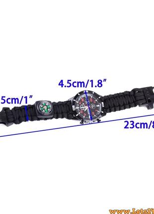 Годинник із браслетом із паракорду для виживання гвинто компас шнур паракорд скребок свисток браслет6 фото