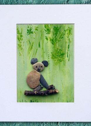 Коала-панда-бамбуковый медведь. морская галька. натуральное ремесло.2 фото