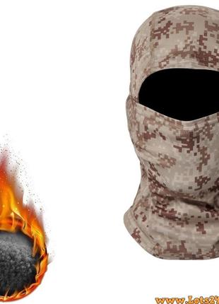 Зимова балаклава флісова зсу кобра камуфляж піксель acu desert підшоломник зсу зимовий баф балаклава зимова для військових лижна