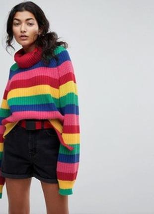 Радужный удлененный джемпер*пуловер*туника boohoo(размер 38)3 фото