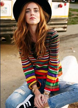 Радужный удлененный джемпер*пуловер*туника boohoo(размер 38)