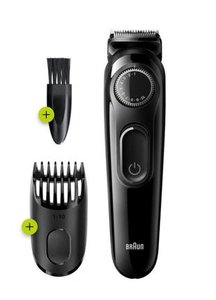 Машинка для стрижки волосся, тример для стрижки бороди та вусів braun beardtrimmer3 bt32222 фото