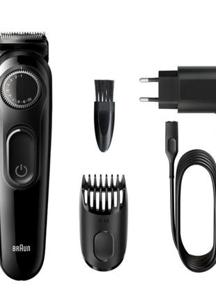 Машинка для стрижки волосся, тример для стрижки бороди та вусів braun beardtrimmer3 bt32223 фото