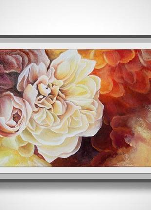 Картина "троянди", акрил, полотно, олія 20х30см1 фото