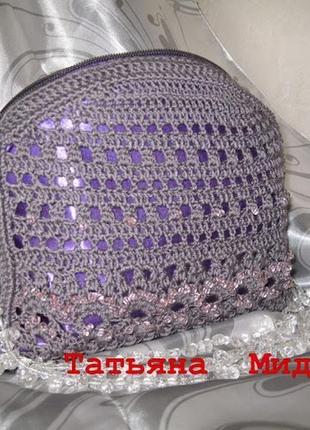 Авторська косметичка ручної роботи в'язана гачком "натхнення", handmade, crochet, bag for cosmeti3 фото