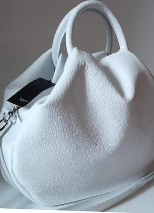 Ефектна шкіряна сумка для сучасної жінки білий1 фото