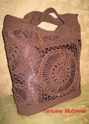 Сумка ручної роботи в'язана гачком "жіночий каприз", вязані сумки гачком, bag crochet handmade