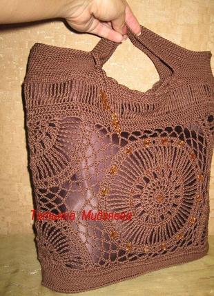 Сумка ручної роботи в'язана гачком "жіночий каприз", вязані сумки гачком, bag crochet handmade2 фото