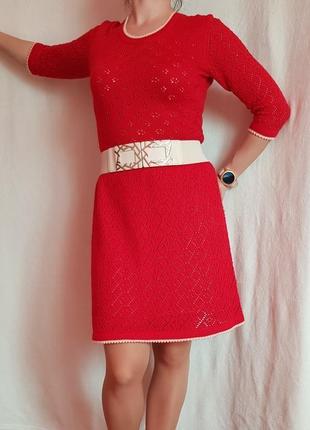 Красное ажурное платье1 фото