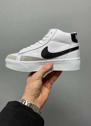 Nike blazer mid platform white black9 фото