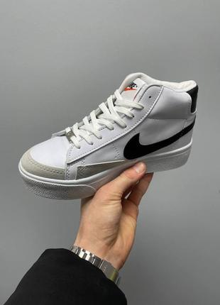 Nike blazer mid platform white black8 фото