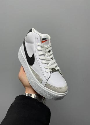 Nike blazer mid platform white black4 фото