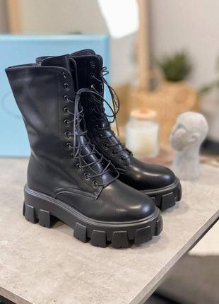 Ботинки prada pouch combat boots black high3 фото