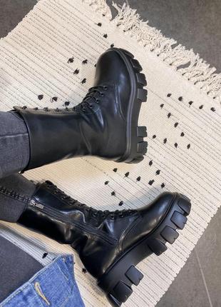 Ботинки prada pouch combat boots black high10 фото