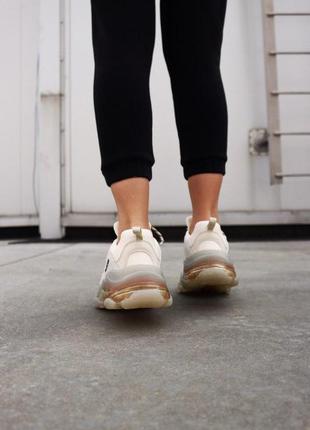 Balenciaga triple s clear sole beige brown3 фото