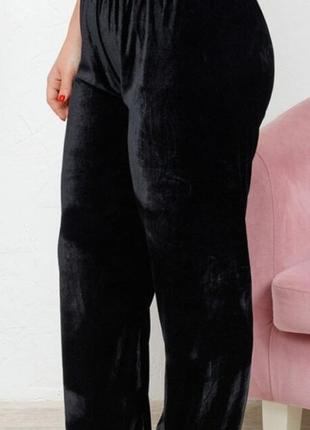 Трендовые велюровые бархатные брюки большого размера высокая посадка damart2 фото