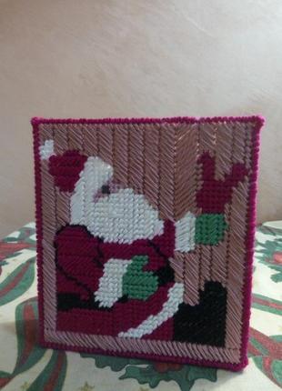 Оригінальна підставка для серветок дід мороз для декору новорічного і різдвяного столу2 фото