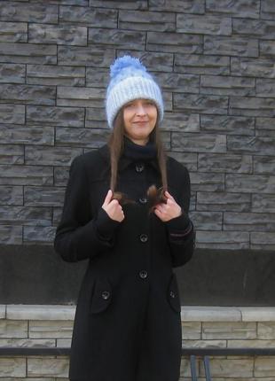 Жіноча зимова шапка з помпоном2 фото