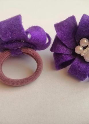 Резинка для волосся, фіолетова квітка3 фото