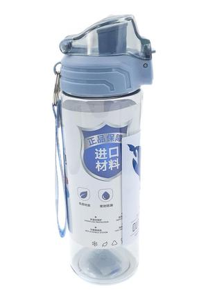 Пластиковая бутылка с поилкой "фитнес" голубой1 фото