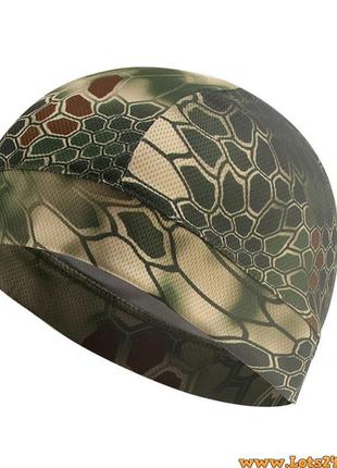 Тактическая шапочка подшлемник летняя зелёная камуфляж kryptek