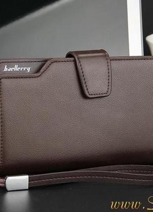 Кожаный мужской клатч baellerry портмоне коричневый кошелек