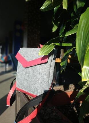 Комбинированный рюкзак войлок кожа1 фото