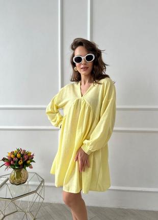 Женское платье oversize из натурального льна6 фото