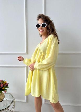 Женское платье oversize из натурального льна7 фото