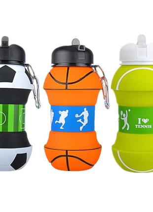 Пляшка для води спортивна складана силіконова, баскетбольний м'яч, 550 мл2 фото