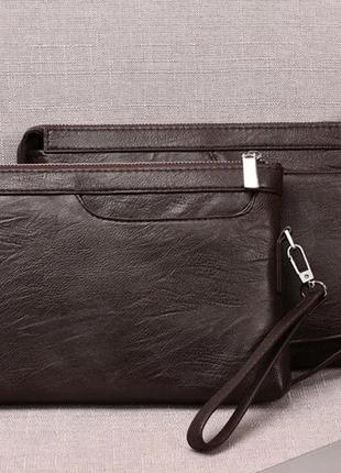 Великий чоловічий клатч портмоне гаманець еко шкіра чоловіча барсетка1 фото