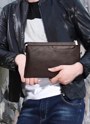 Большой мужской клатч портмоне кошелёк эко кожа мужская барсетка7 фото