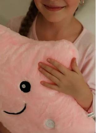 Подушка нічник зірочка з підсвіткою 40x35 см рожева7 фото