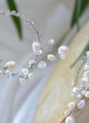 Авторські сережки з натуральними перлами 'венера'2 фото