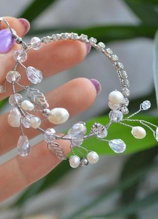 Авторські сережки з натуральними перлами 'венера'
