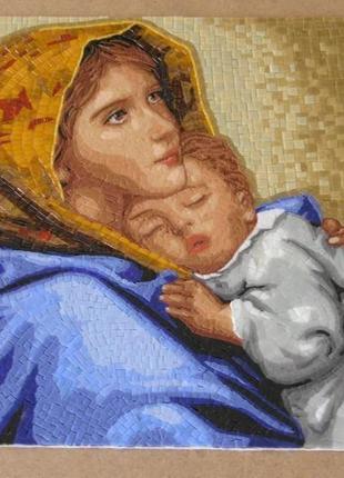 Картина из мозаики под раму. дева мария с младенцем.